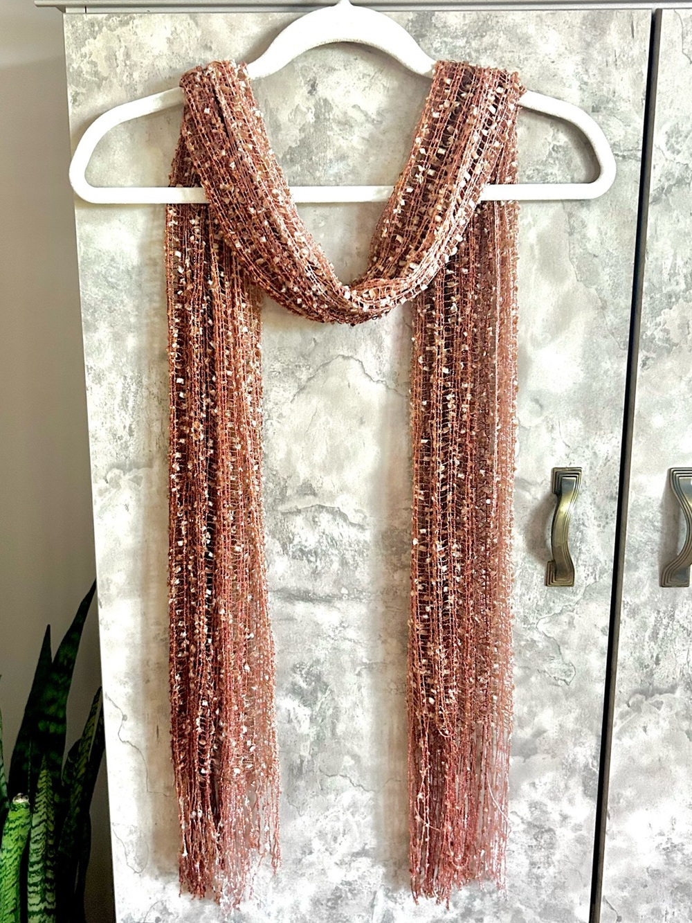Brown Ombrè Sheer Stretch Fall Scarf Wrap Accessory